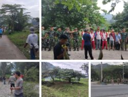 Batalyon 9 Marinir Bersama Warga Batu Menyan Perkuat Kebersamaan Lewat Jumat Bersih