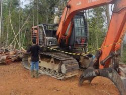 Gakkum Kehutanan Amankan Alat Berat Eksavator dan Kayu Bulat di TPK PHAT Tapanuli Selatan